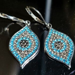 Blue & gray rhinestone earrings